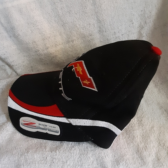 Corvette Black Cap Hat One Size Mens Womens Unisex Grey Red Checkered Flags - Picture 3 of 4